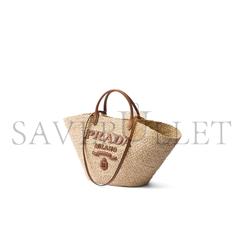 Pra*a large raffia and leather shopping bag 1bg470 (25*25*15cm)